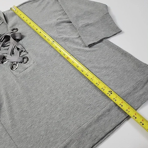 Cable & Gauge Women's Grey Pullover Hoodie Lace Up Neck Size XL - Picture 11 of 11